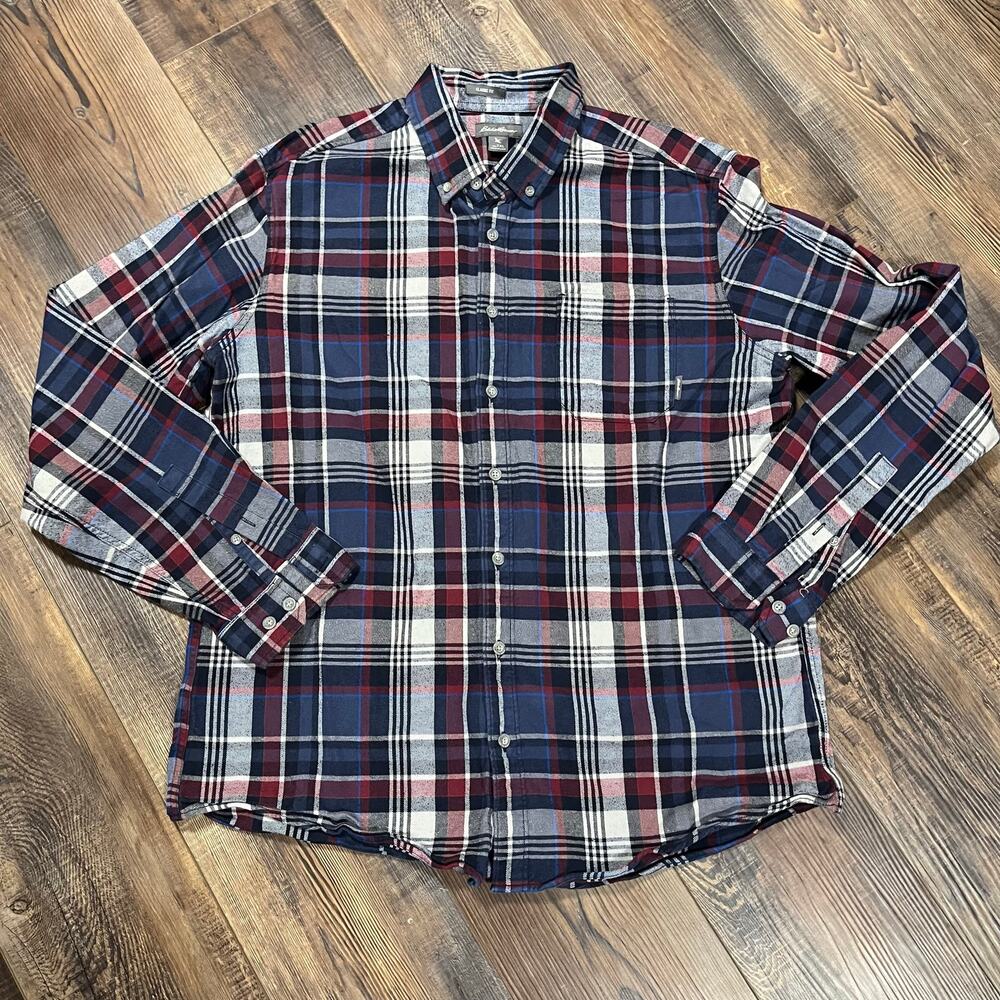 Eddie Bauer Men’s Plaid Flannel Button Down Shirt XL Tall Classic Fit